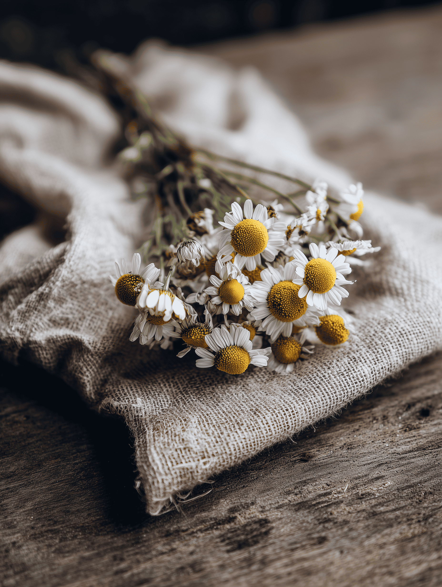 Close-up of fresh herbs - chamomile, mint, and lemon balm